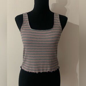American Eagle Outfitters Red and Blue Fitted Crop Tank Top